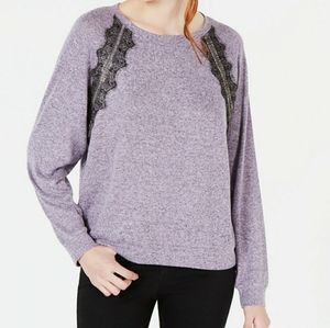 $10 Deals 🤝🔖 Long-Sleeved purple Lace-Trimmed Pullover Sweater size medium